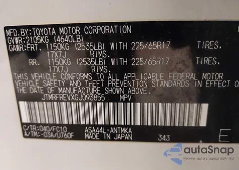 2016 Toyota Rav4 Xle z USA, uszkodzony, nr VIN JTMRFREVXGJ093855